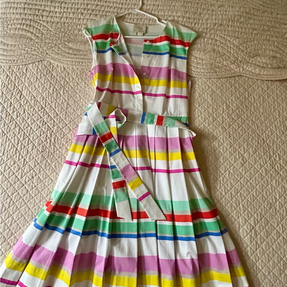 kate spade White Multi-Color Striped Midi Dress